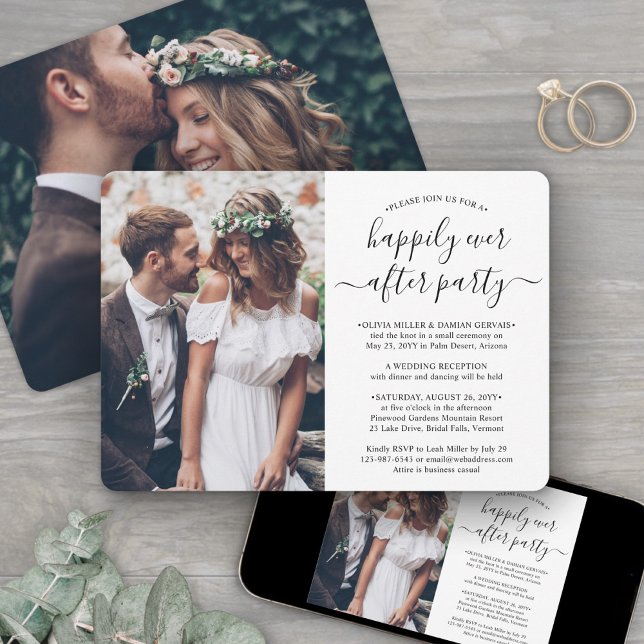 2 Foto Glücklich bis ans Ende der Party Hochzeitse Einladung (Von Creator hochgeladen)