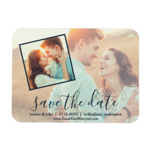 2 Foto Handschrift Save the Date Magnet