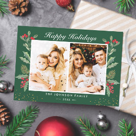 2 Foto Happy Holidays Holly Berries Weihnachten