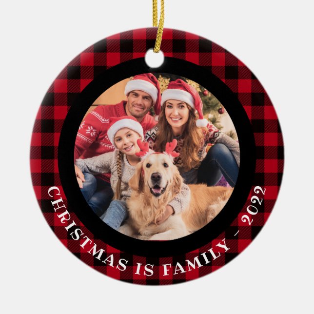 2 Foto Haustiere und Fotos Buffalo Kariert Keramik Ornament (Vorne)