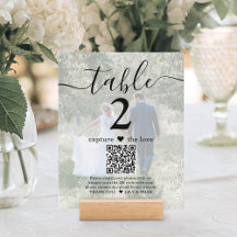 2 Foto Hochzeit Website QR Code Light Tischnummer