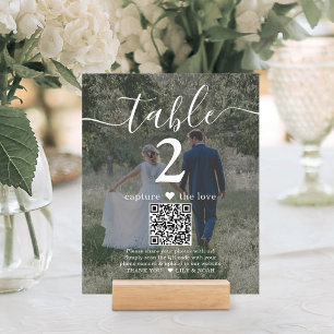 2 Foto Hochzeit Website QR Code Weiße Tischnummer