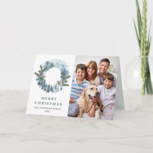 2 FOTO Holly Berry Wreath Weihnachtsgrüßen Feiertagskarte