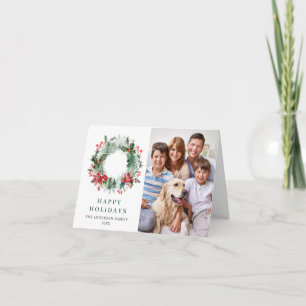 2 FOTO Holly Berry Wreath Weihnachtsgrüßen Feiertagskarte