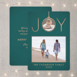 2 Foto Joy Ornament Elegante Moderne Kunst, Dichtu Feiertagskarte<br><div class="desc">Feiern Sie die schlichten Urlaubsfreuden und teilen Sie sich zwei Ihrer Lieblings-Fotos mit einer eleganten aquamarinen und Imitat Kupfer Weihnachtskarte. Der Text auf dieser Vorlage lässt sich leicht anpassen, sodass er jeden beliebigen Wortlaut enthält, z. B. Frohe Weihnachten, glückliche Feiertage, Frohe Festtage, Feiern zum Neujahr usw. (IMAGE PLACEMENT TIP: Eine...</div>