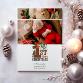 2 Foto Kariert Erstes Weihnachtsfest Feiertagskarte