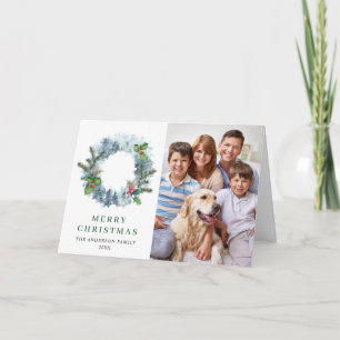 2 FOTO Landschaft Wreath Christmas Holly Berry Feiertagskarte