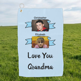 2 Foto Liebe dich Oma blau Golfhandtuch