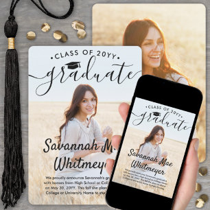 2 Foto Modern Overlay Black Script Abschluss Ankündigung