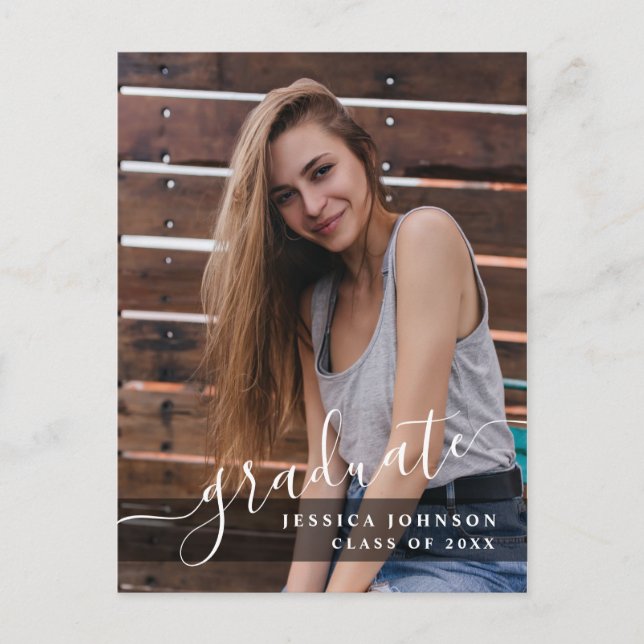 2 FOTO Moderne Elegante Graduiertenparty Einladung Postkarte (Vorderseite)