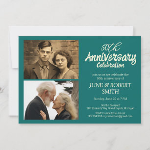 2 Foto Modernes 50. Hochzeitstag Einladung