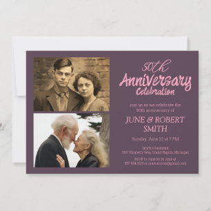2 Foto Modernes 50. Hochzeitstag Einladung