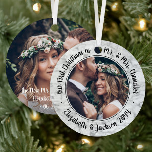 2 Foto Mr. & Mrs. 1 Weihnachten Elegante Imitate M Ornament Aus Metall
