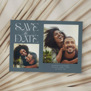 2 Foto Mystische Moderne Typografie Schieferblau Save The Date