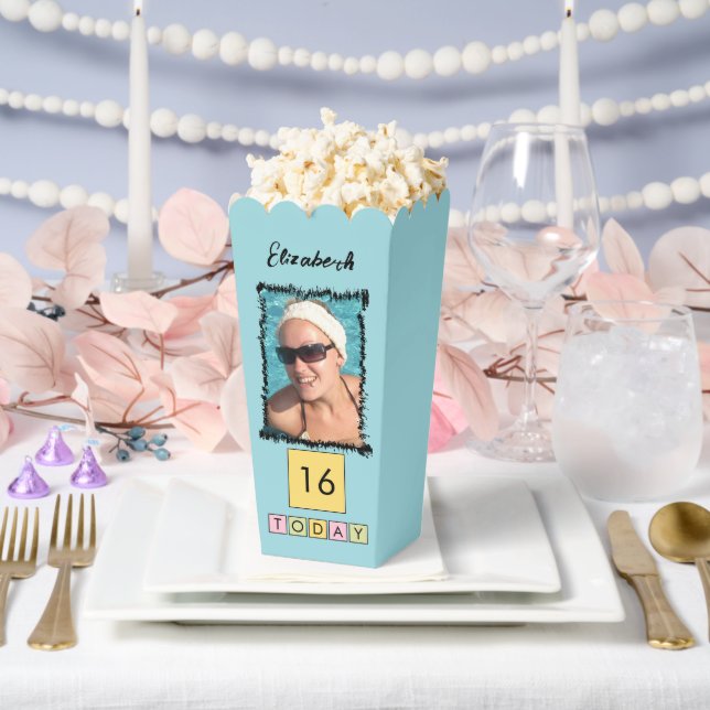 2 Foto Name 16. *Jedes Alter lila Popcorn hinzufüg Geschenkschachtel (Hochzeit)