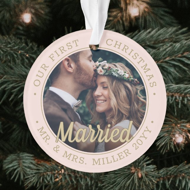 2 Foto Neuauflage 1. Weihnachten Verheiratet Blush Ornament (Von Creator hochgeladen)