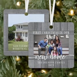 2 Foto Neue Zuhause Erste Weihnachtsgraue Imitate  Ornament Aus Metall