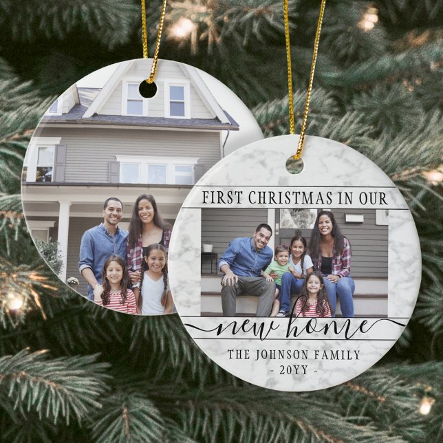 2 Foto Neue Zuhause First Xmas Imitate Marmorrunde Keramik Ornament (Von Creator hochgeladen)
