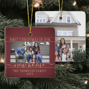 2 Foto Neues Zuhause Erstes Weihnachten Burgund un Keramikornament