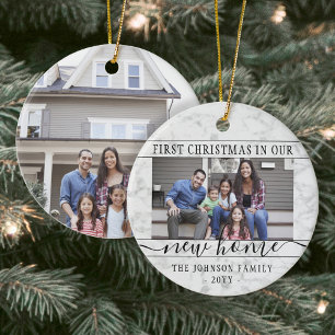 2 Foto Neues Zuhause Erstes Weihnachten Faux Marmo Keramik Ornament