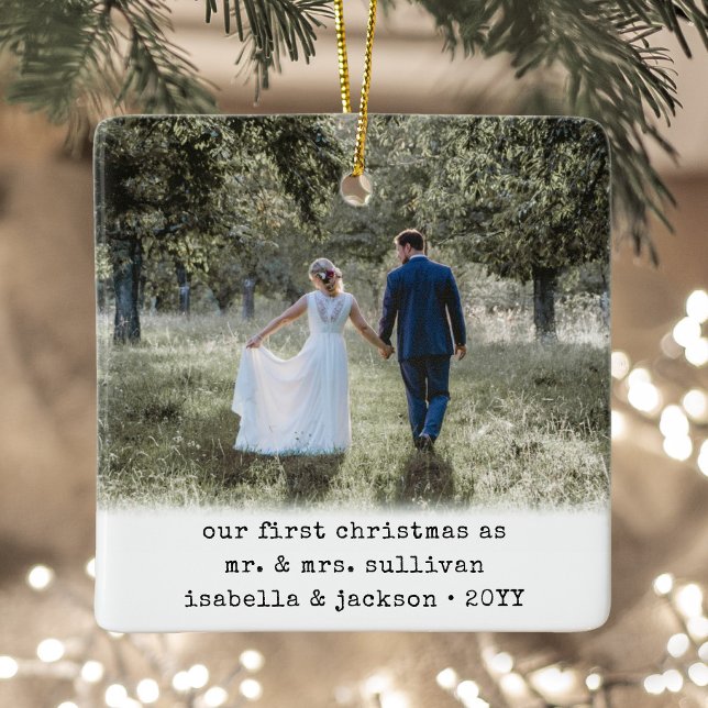 2 Foto Newlyweds 1. Christmas Simple Schreibmaschi Keramikornament (Von Creator hochgeladen)