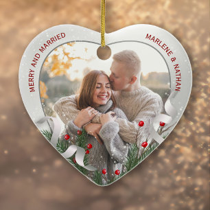2 Foto Newlywings 1. Weihnachtssilber Keramik Ornament