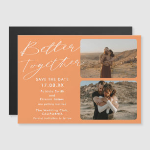 2 Foto orange cool besser Save the Date Magnetkarte