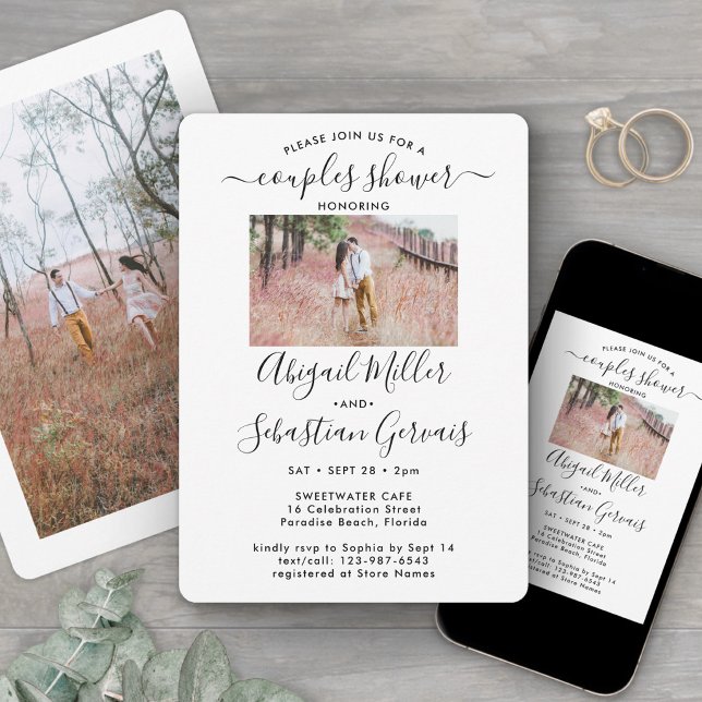 2 Foto Paare Polterabend Chic Moderne Schrift Einladung (Von Creator hochgeladen)