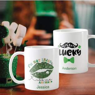 2 Foto Patrick's Day Green Kiss, Me Mister Lucky Kaffeetasse