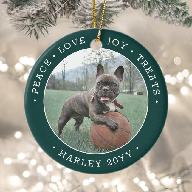 2 Foto Peace Liebe Freude Leckereien Niedlich Hund Keramik Ornament (Von Creator hochgeladen)