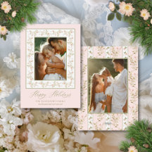 2 Foto Pink Floral Cottage Core Weihnachtsfeiertag