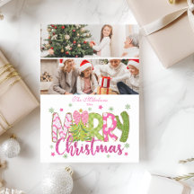 2 Foto Pink Grüner Schleifen Baum Frohe Weihnachte