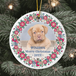 2 Foto Retro Holiday Florale Weihnachtsfeier Keramik Ornament