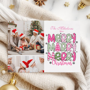 2 Foto Rosa Grün Frohe Weihnachtsfeiertage Feiertagskarte