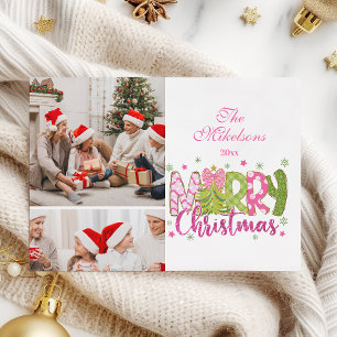 2 Foto Rosa grüner Bow Tree Frohe Weihnachten