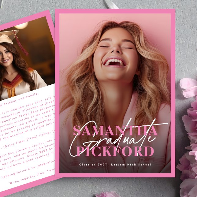 2 Foto Rosa Uni-Abschluß Party Einladung (Von Creator hochgeladen)