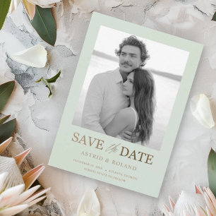 2 Foto Sage Green & Gold Save the Date