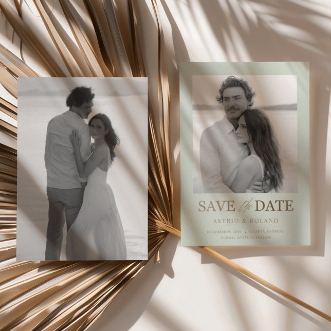 2 Foto Sage Green & Gold Save the Date (Von Creator hochgeladen)