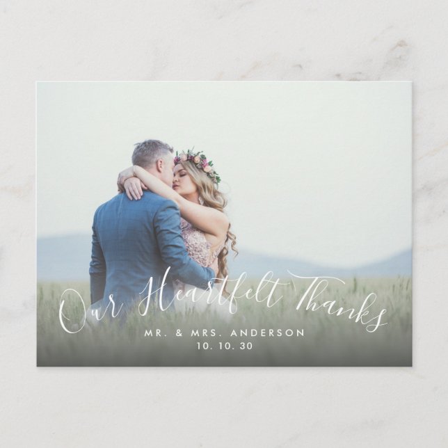 2 Foto Script Herzlichen Dank für die Hochzeit Vie Postkarte (Vorderseite)