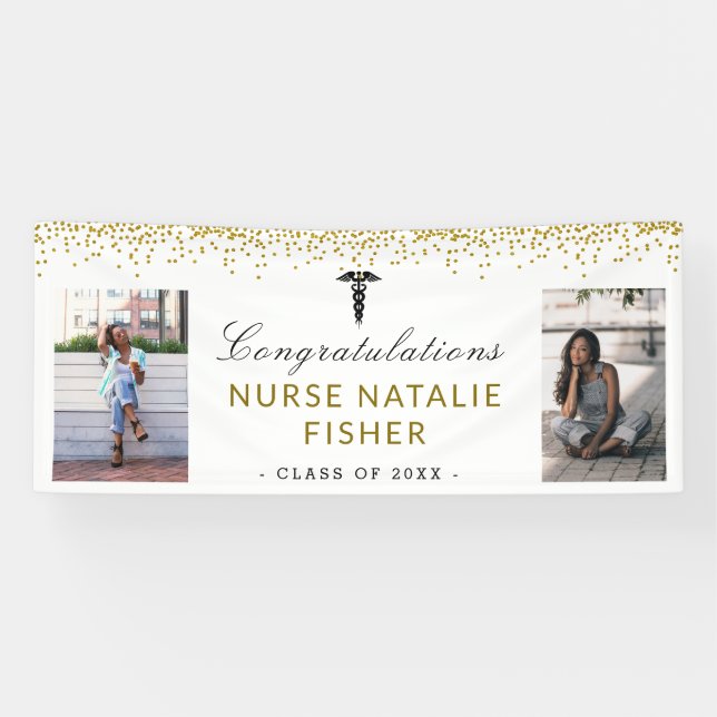 2 Foto Script Herzlichen Glückwunsch Nurse Gold Co Banner (Horizontal)