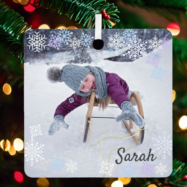 2 Foto Snow Overlay Design fügt Schneeflocken hinz Ornament Aus Metall (Von Creator hochgeladen)