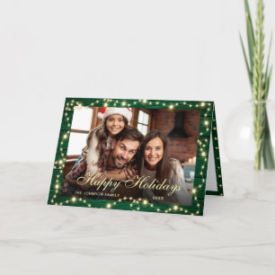 2 FOTO Sparkle Weihnachtslicht Rustikale Gruß Feiertagskarte