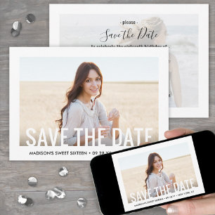 2 Foto Sweet 16. Geburtstagsparty Moderne Sechzehn Save The Date