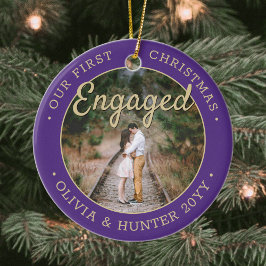 2 Foto Unsere ersten Weihnachten Verlobt Lila & Go Keramik Ornament