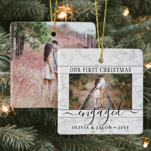 2 Foto Verlobung Erstes Weihnachtsfest Imitate Mar Keramikornament