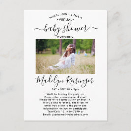 2 Foto Virtual Baby Dusche by Mail Modernes Skript Einladungspostkarte