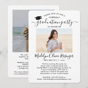 2 Foto Virtual Graduation Party Modernes Skript Einladung