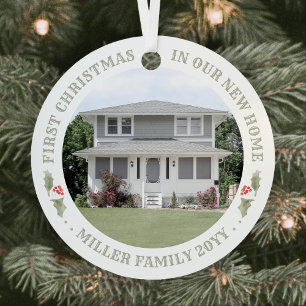 2 Foto Watercolor Holly Neue Zuhause Weihnachten Ornament Aus Metall