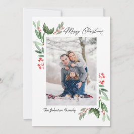 2 FOTO Watercolor Mistletoe Holly Berry Weihnachte Feiertagskarte