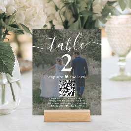 2 Foto Wedding Website QR Code Dunkle Tischnummer